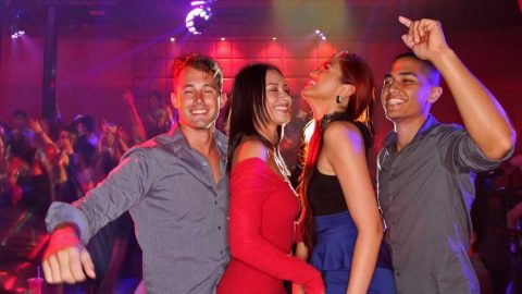 Four people partying in the Globe nightclub in Tumon, Guam