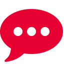 A speech bubble logo
