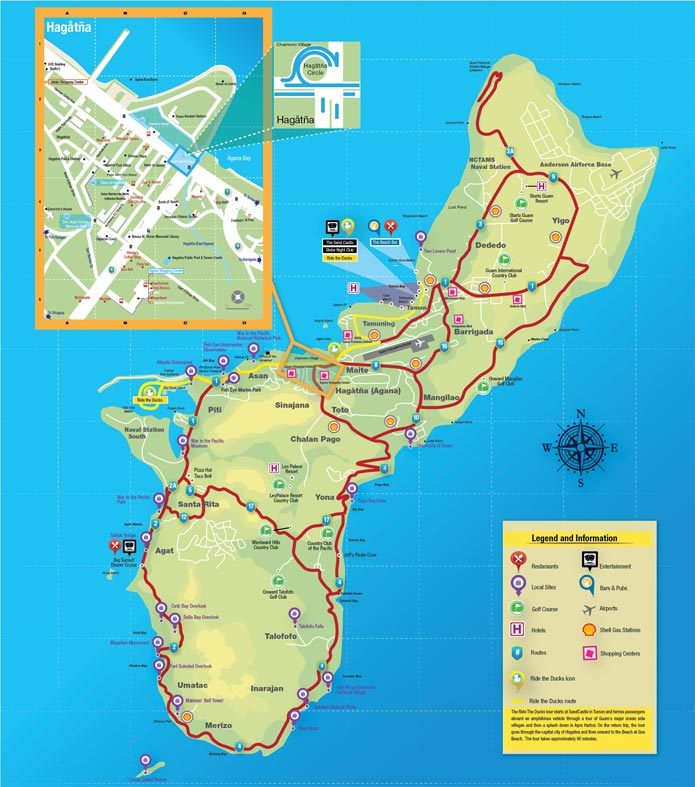 A map of Guam with special interested laid out