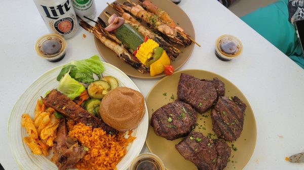 a bunch of different types of food on a plate