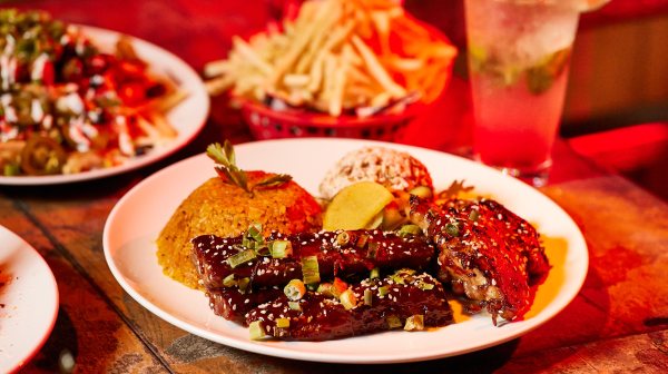 a plate of food on a table