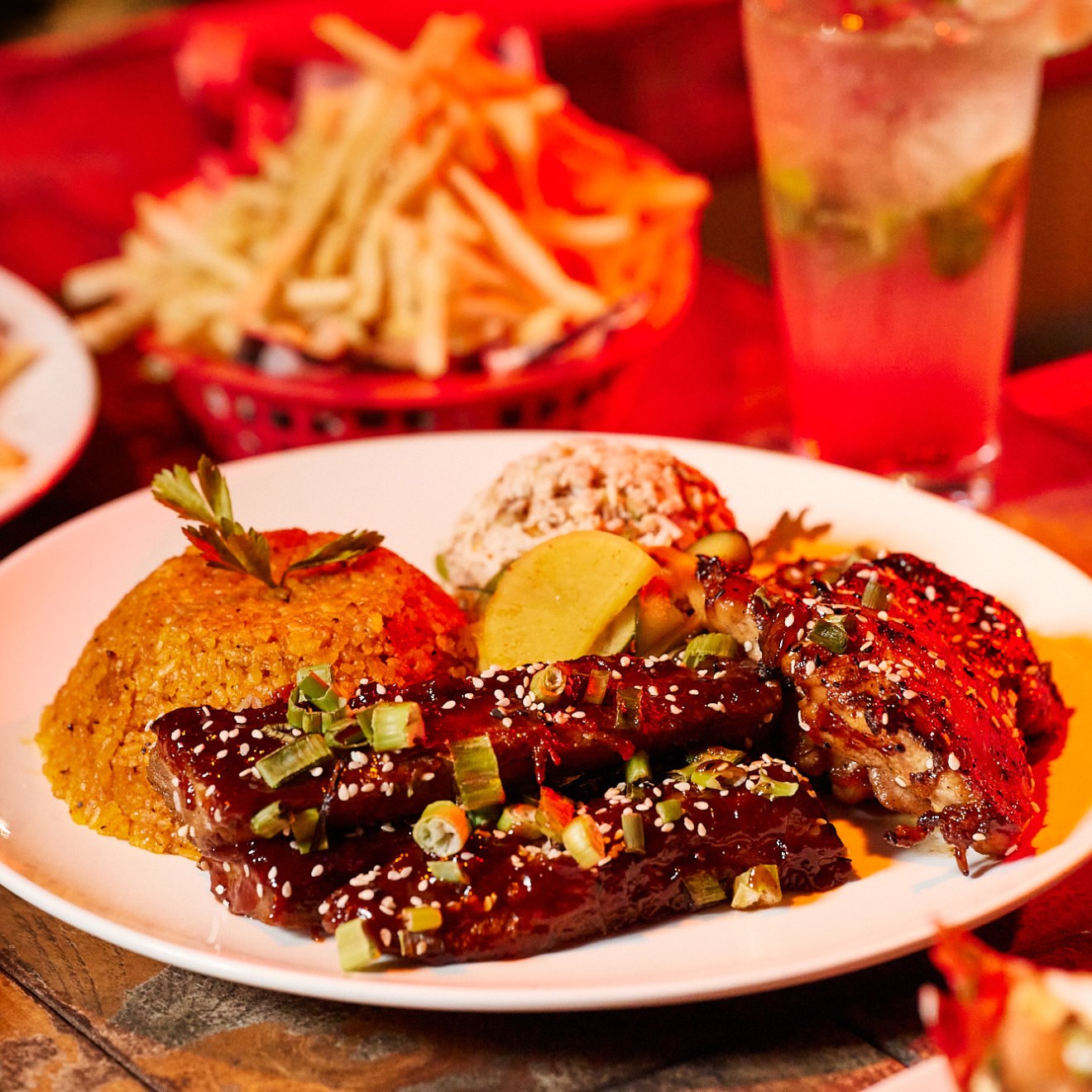 a plate of food on a table