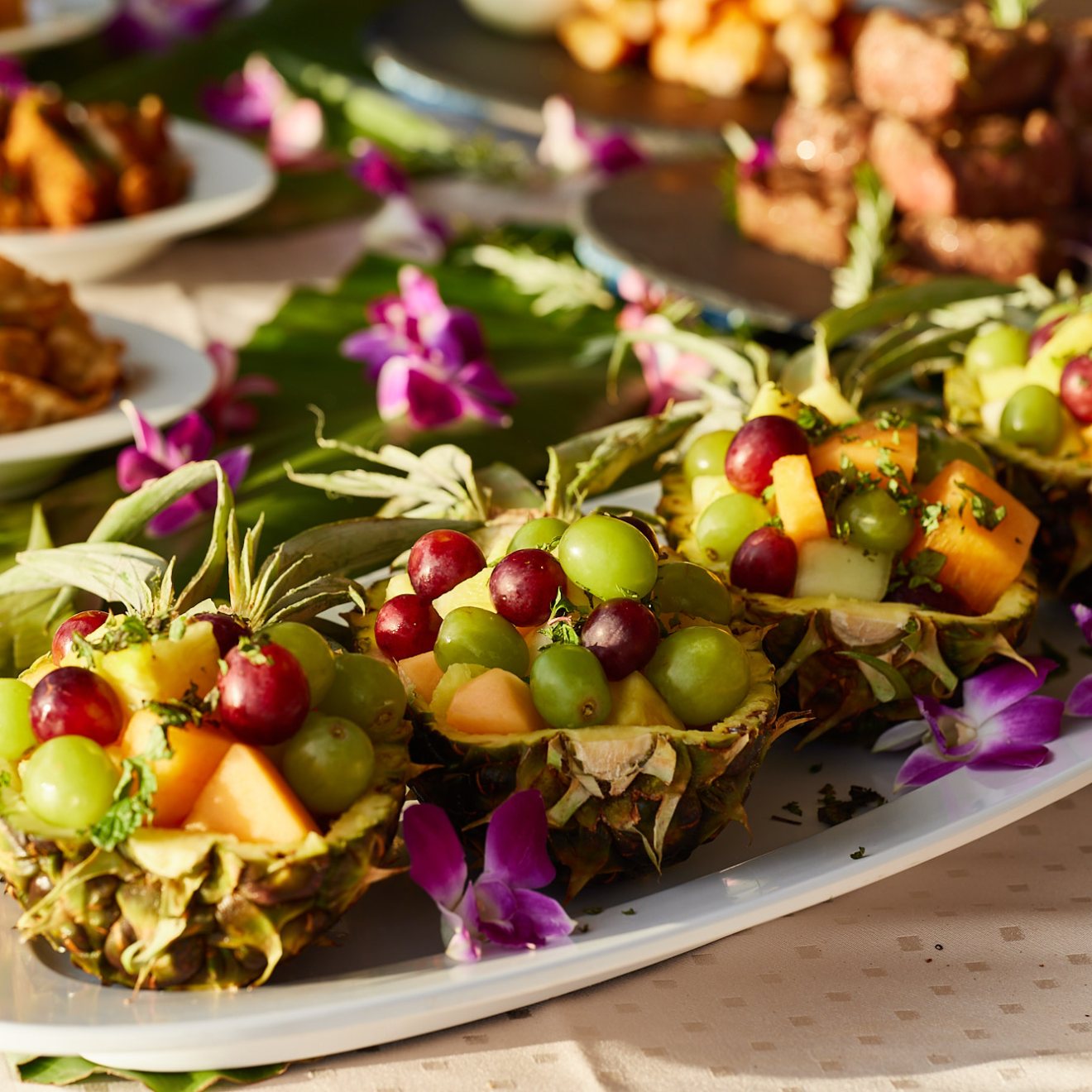 a table topped with different types of food on a plate