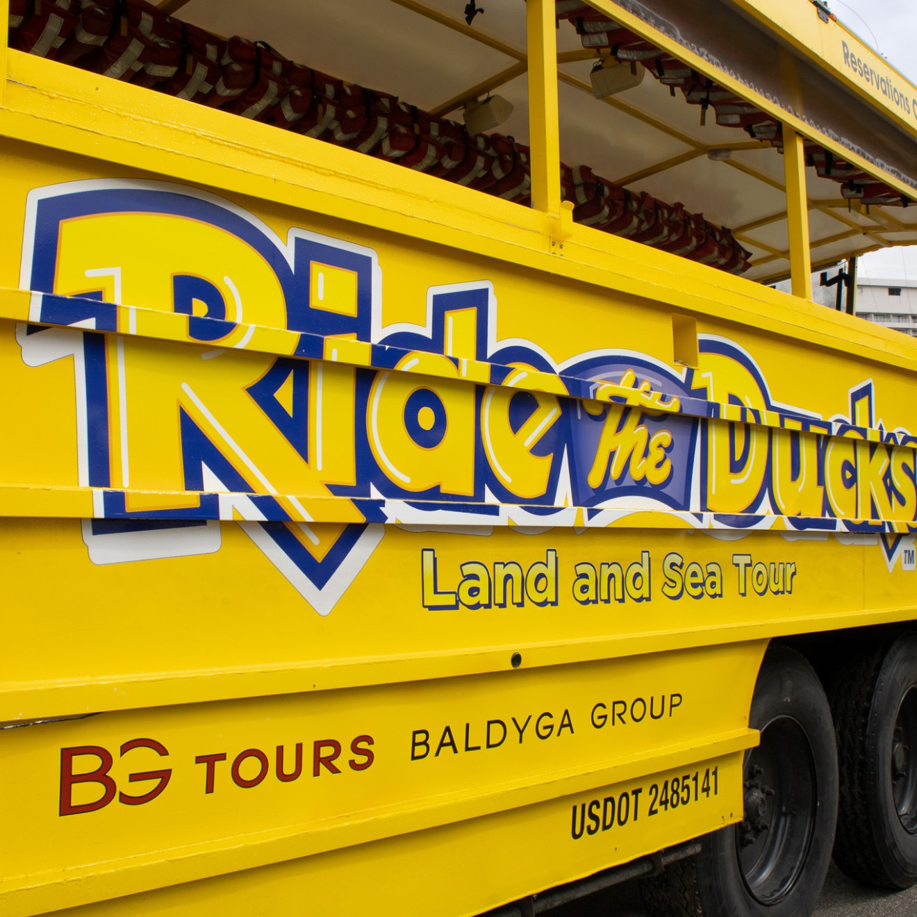 a truck is parked on the side of a building