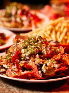 a close up of a plate of food on a table