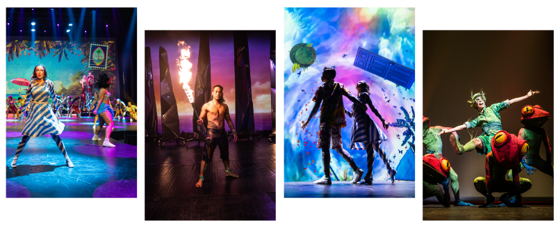 a group of people standing in front of a television