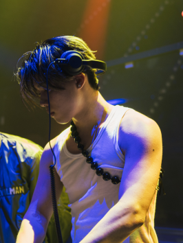 a person standing on a stage