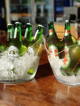 a close up of a bottle of wine on a table