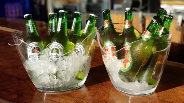a close up of a bottle of wine on a table
